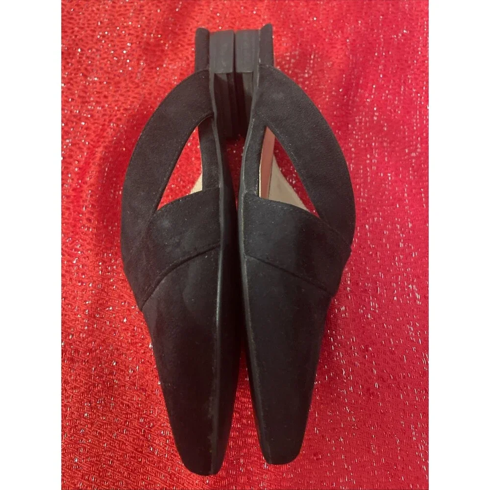 Womens Black Dress Shoes Size 8.5 Flat Slip-ons Suede Pointed Toe
